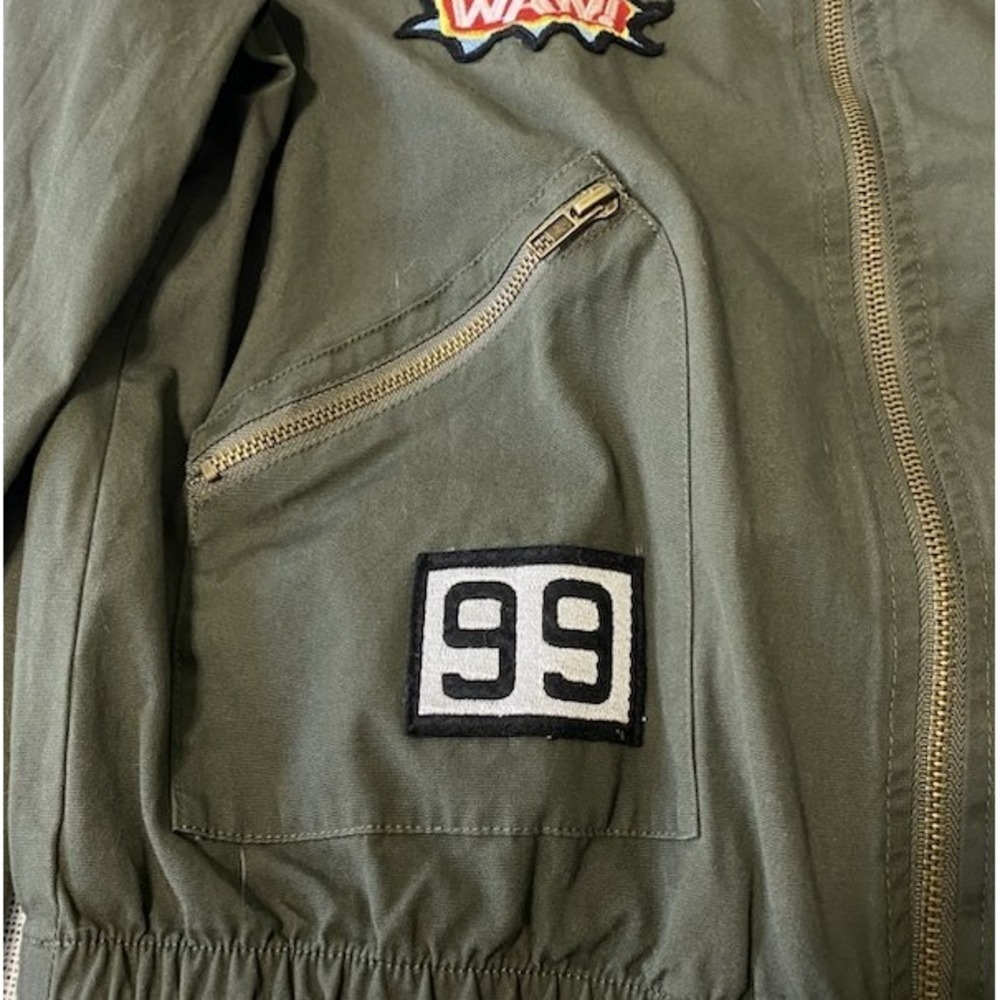 Freebird‎ Patch Bomber Jacket Womens M Olive Military Utility Y2K Streetwear - Picture 10 of 16